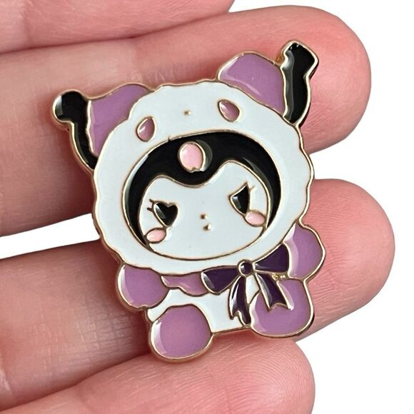 Kawaii Purple Winter Coat Bunny Enamel Pin - Picture 1 of 11